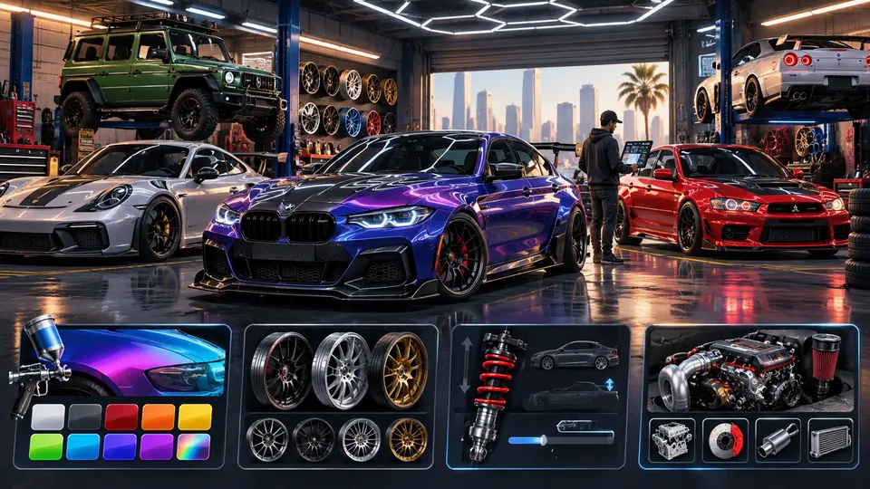Car Parking Multiplayer 2 car customization garage with paint, wheels, suspension and performance tuning