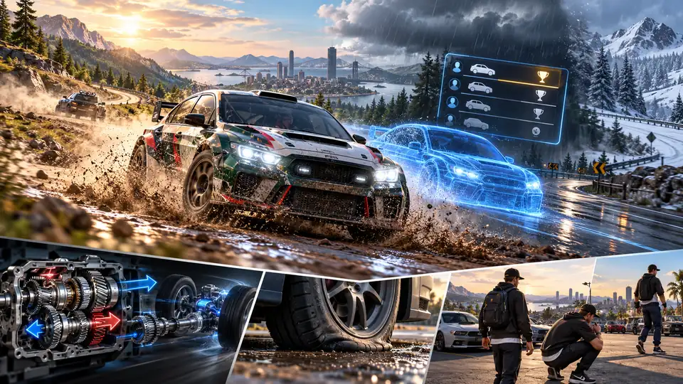 Car Parking Multiplayer 2 latest update with rally driving, changing weather, ghost racing, drivetrain and tire physics